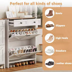 COZONY Modern Slim Shoe Cabinet with 2 Flip Drawers & 2 Standard Drawers, Freestanding Shoe Organizer with Anti-Tip Safety for Entryway, Front Door