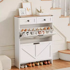 COZONY Modern Slim Shoe Cabinet with 2 Flip Drawers & 2 Standard Drawers, Freestanding Shoe Organizer with Anti-Tip Safety for Entryway, Front Door