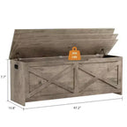 Panca Contenitore in Legno da 47 pollici, Panca per Scarpe da Ingresso con Coperchio a Ribalta e Cerniera di Sicurezza, Grande Baule Giocattoli, Pouf Contenitore per Ingresso Camera da Letto Soggiorno