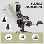 Ora Maison Massage Office Chair with Footrest, 23 Wide Seat Reclining PU Leather Executive Chair with Heat, 4-Point Vibration, 400 lbs Capacity