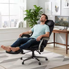 Ora Maison Massage Office Chair with Footrest, 23 Wide Seat Reclining PU Leather Executive Chair with Heat, 4-Point Vibration, 400 lbs Capacity