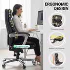 Ora Maison Massage Office Chair with Footrest, 23 Wide Seat Reclining PU Leather Executive Chair with Heat, 4-Point Vibration, 400 lbs Capacity