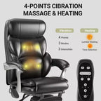 Ora Maison Massage Office Chair with Footrest, 23 Wide Seat Reclining PU Leather Executive Chair with Heat, 4-Point Vibration, 400 lbs Capacity