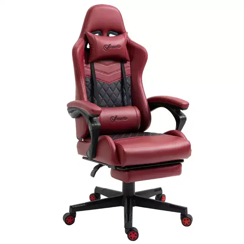 Sedia da gaming Okak High-Back con poggiatesta, sedia da computer con supporto lombare e poggiapiedi, sedia da ufficio per studio e sala lettura