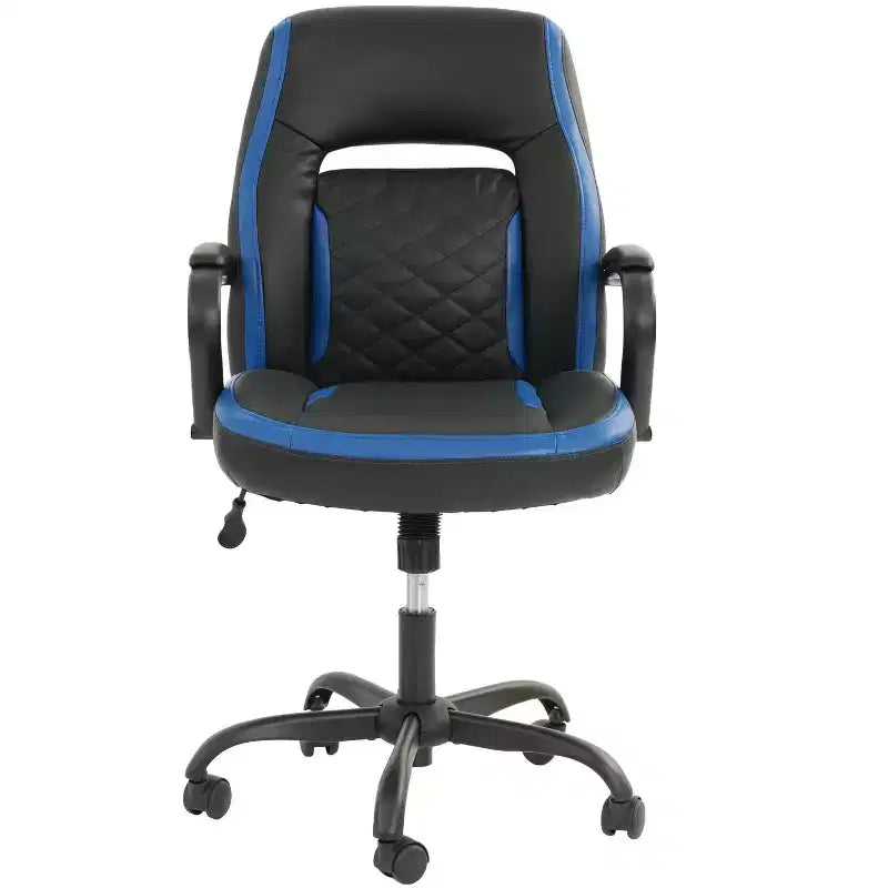 Sedia da gaming Okak con braccioli, sedia incrociata con ruote, sedia da computer imbottita per studio, ufficio, sala giochi