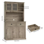 COZONY Tall Kitchen Pantry Cabinet with Doors & Drawer, Farmhouse Hutch with Microwave Stand