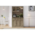 COZONY Tall Kitchen Pantry Cabinet with Doors & Drawer, Farmhouse Hutch with Microwave Stand