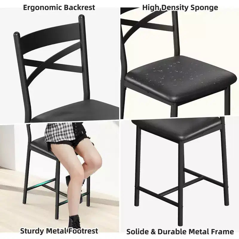 Coolmee Bar Table and Chairs Set, 3 Piece Bar Table Set with with Flip Top Extension and Storage Shelves, Dining Table Set for 2