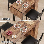 Coolmee Bar Table and Chairs Set, 3 Piece Bar Table Set with with Flip Top Extension and Storage Shelves, Dining Table Set for 2