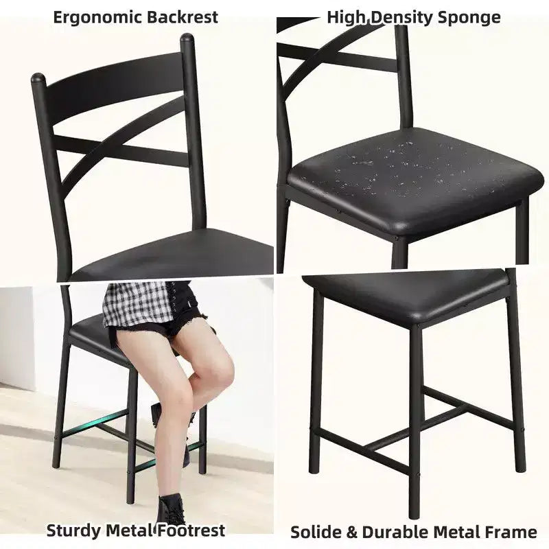 Coolmee Bar Table and Chairs Set, 3 Piece Bar Table Set with with Flip Top Extension and Storage Shelves, Dining Table Set for 2