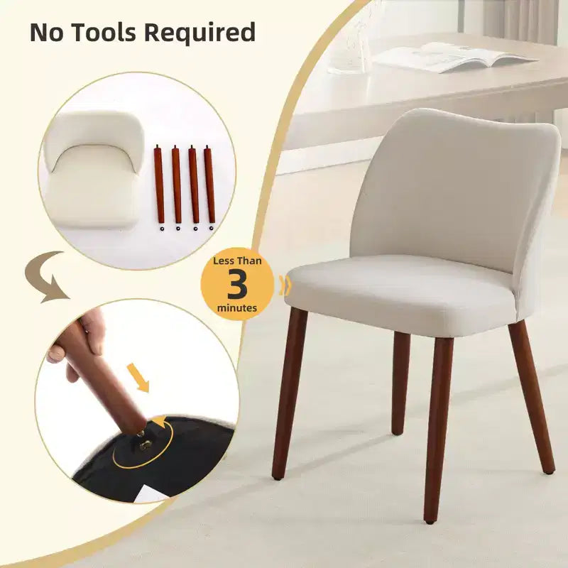 Set di 2 sedie da pranzo con gambe in legno, schienale a "orecchie" in tessuto con cuscini spessi per sala da pranzo, soggiorno