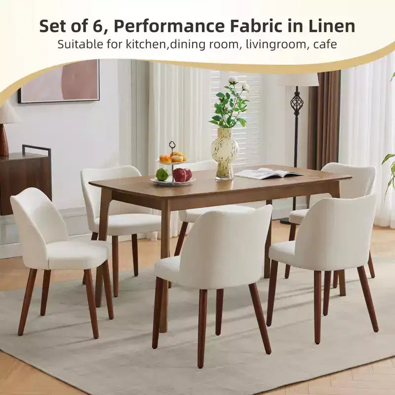 Set di 2 sedie da pranzo con gambe in legno, schienale a "orecchie" in tessuto con cuscini spessi per sala da pranzo, soggiorno