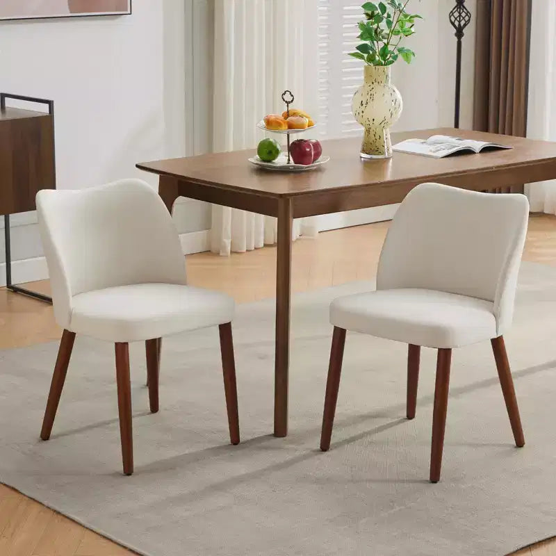 Set di 2 sedie da pranzo con gambe in legno, schienale a "orecchie" in tessuto con cuscini spessi per sala da pranzo, soggiorno