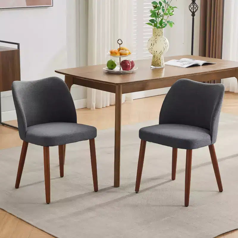 Set di 2 sedie da pranzo con gambe in legno, schienale a "orecchie" in tessuto con cuscini spessi per sala da pranzo, soggiorno