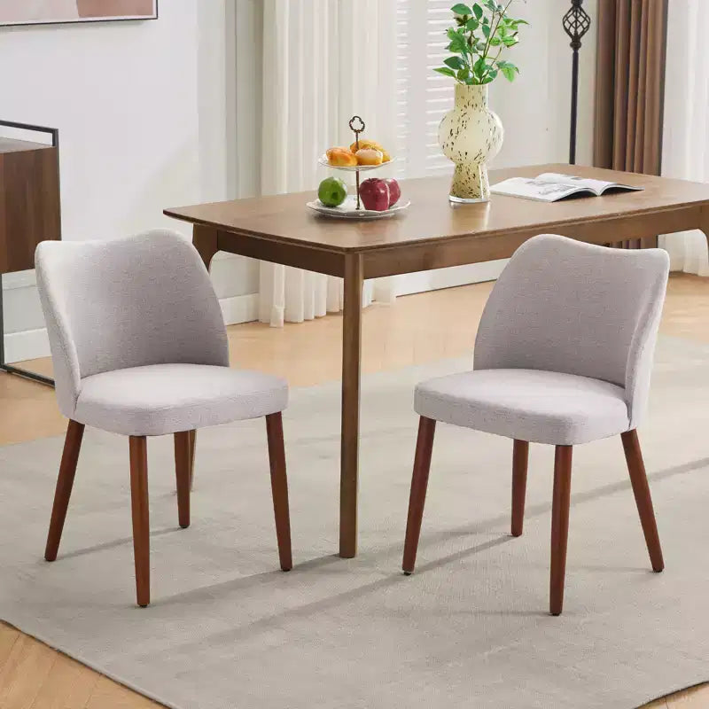 Set di 2 sedie da pranzo con gambe in legno, schienale a "orecchie" in tessuto con cuscini spessi per sala da pranzo, soggiorno