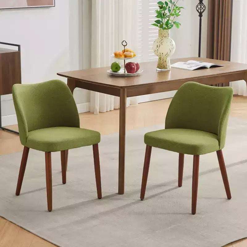 Set di 2 sedie da pranzo con gambe in legno, schienale a "orecchie" in tessuto con cuscini spessi per sala da pranzo, soggiorno
