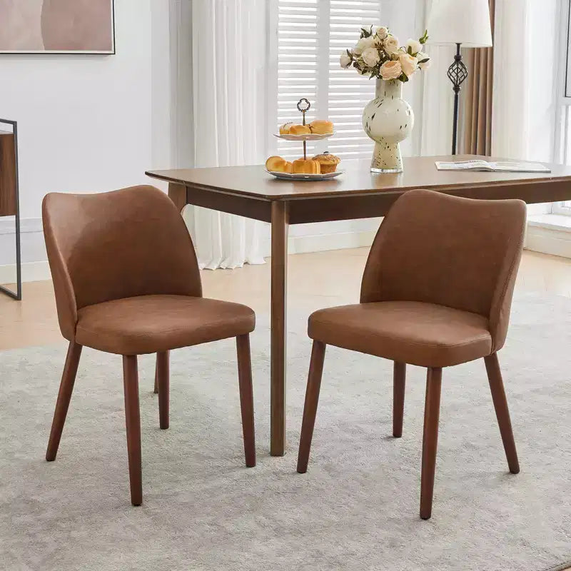 Set di 2 sedie da pranzo con gambe in legno, schienale a "orecchie" in tessuto con cuscini spessi per sala da pranzo, soggiorno