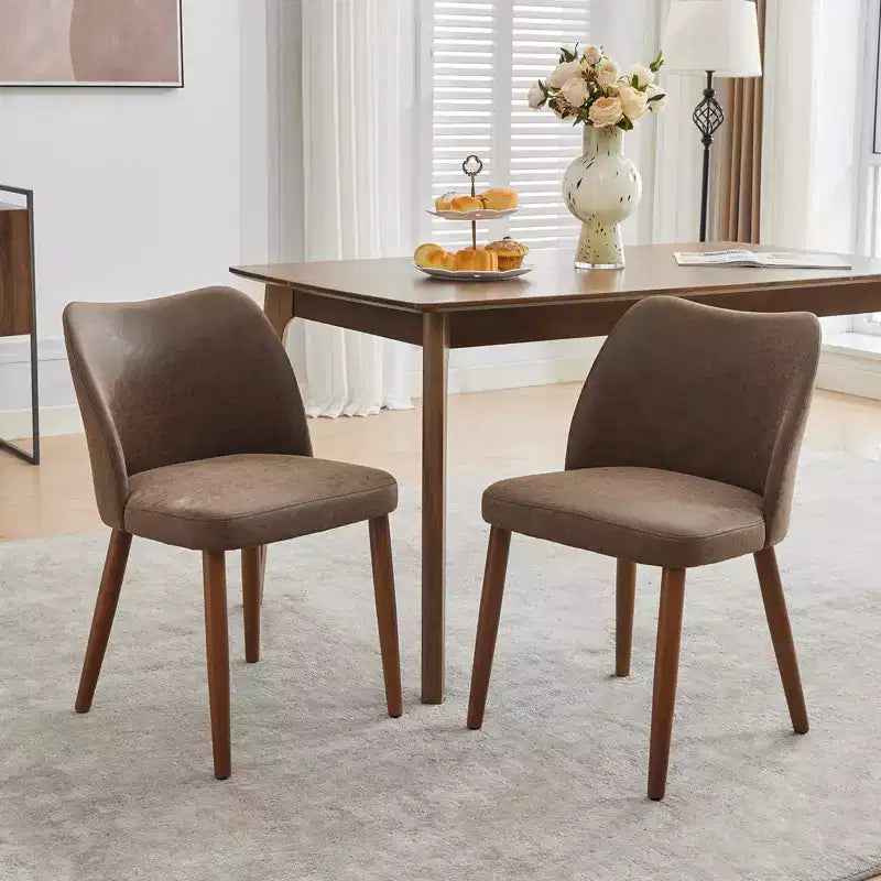 Set di 2 sedie da pranzo con gambe in legno, schienale a "orecchie" in tessuto con cuscini spessi per sala da pranzo, soggiorno