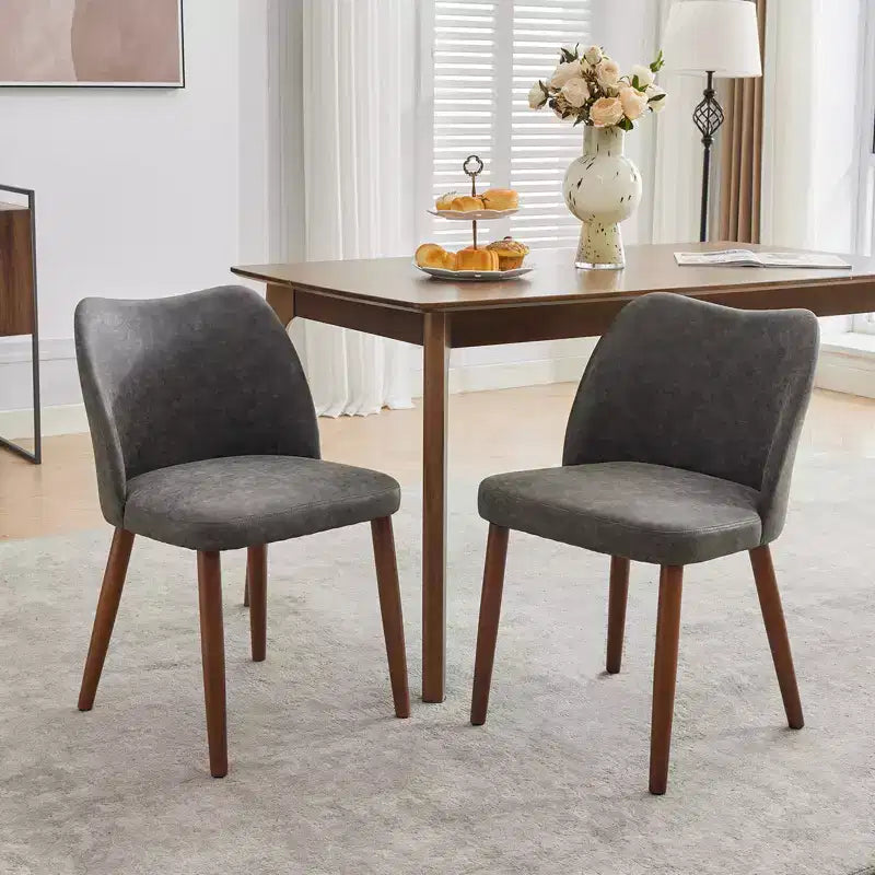 Set di 2 sedie da pranzo con gambe in legno, schienale a "orecchie" in tessuto con cuscini spessi per sala da pranzo, soggiorno
