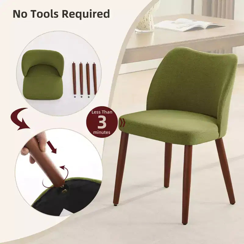 Set di 2 sedie da pranzo con gambe in legno, schienale a "orecchie" in tessuto con cuscini spessi per sala da pranzo, soggiorno
