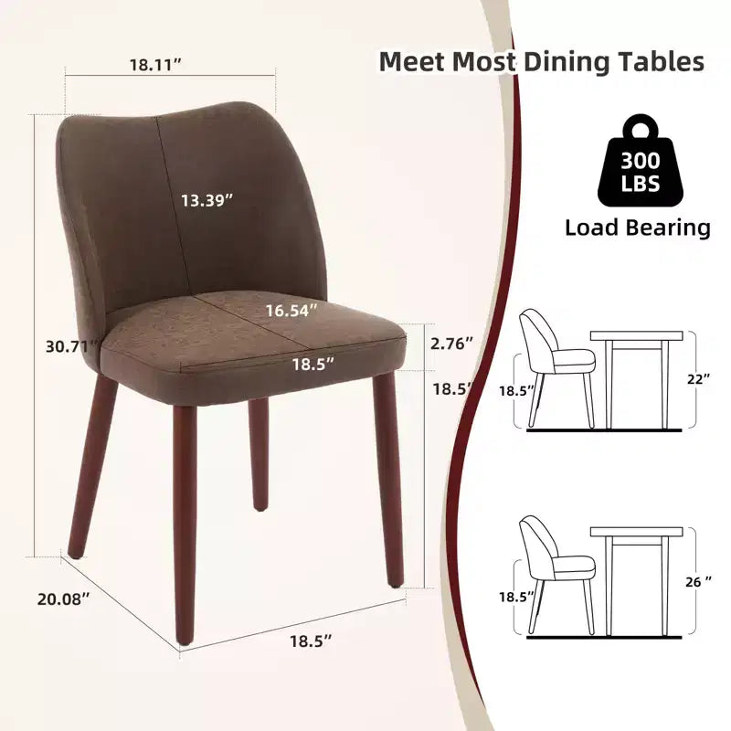 Set di 2 sedie da pranzo con gambe in legno, schienale a "orecchie" in tessuto con cuscini spessi per sala da pranzo, soggiorno