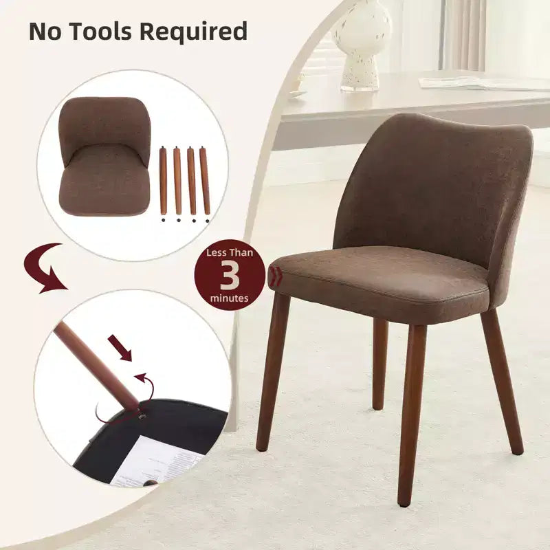 Set di 2 sedie da pranzo con gambe in legno, schienale a "orecchie" in tessuto con cuscini spessi per sala da pranzo, soggiorno
