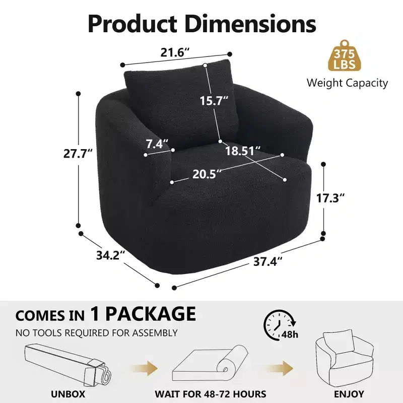 Okak Modern 360' Swivel Accent Chair Barrel Chairs with Soft Pillow,Small Arm Chair Single Sofa for Living Room,Office,Apartment