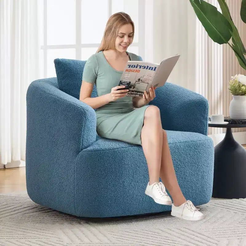 Okak Modern 360' Swivel Accent Chair Barrel Chairs with Soft Pillow,Small Arm Chair Single Sofa for Living Room,Office,Apartment
