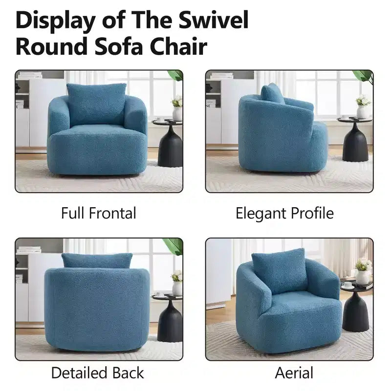 Okak Modern 360' Swivel Accent Chair Barrel Chairs with Soft Pillow,Small Arm Chair Single Sofa for Living Room,Office,Apartment