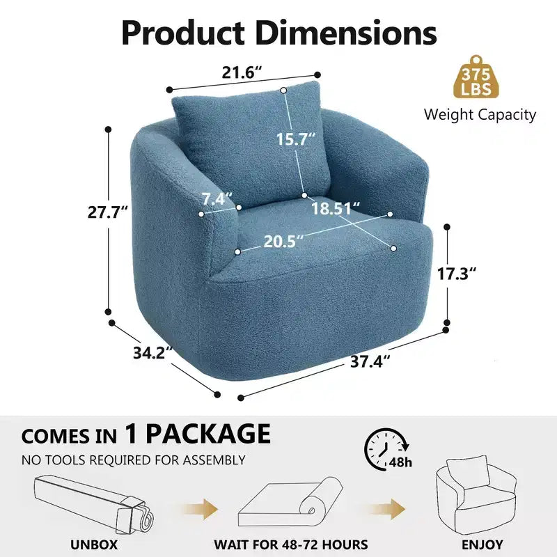 Okak Modern 360' Swivel Accent Chair Barrel Chairs with Soft Pillow,Small Arm Chair Single Sofa for Living Room,Office,Apartment