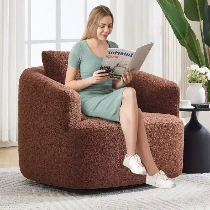 Okak Modern 360' Swivel Accent Chair Barrel Chairs with Soft Pillow,Small Arm Chair Single Sofa for Living Room,Office,Apartment