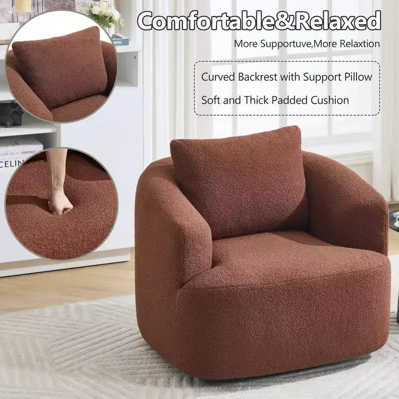 Okak Modern 360' Swivel Accent Chair Barrel Chairs with Soft Pillow,Small Arm Chair Single Sofa for Living Room,Office,Apartment