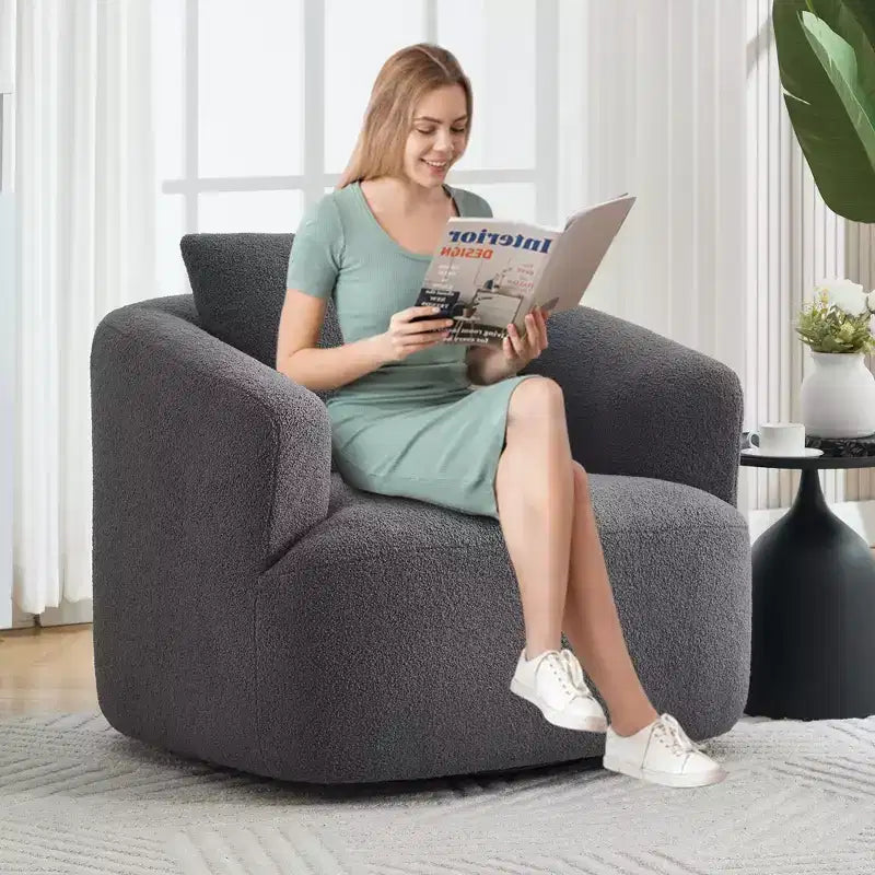 Okak Modern 360' Swivel Accent Chair Barrel Chairs with Soft Pillow,Small Arm Chair Single Sofa for Living Room,Office,Apartment