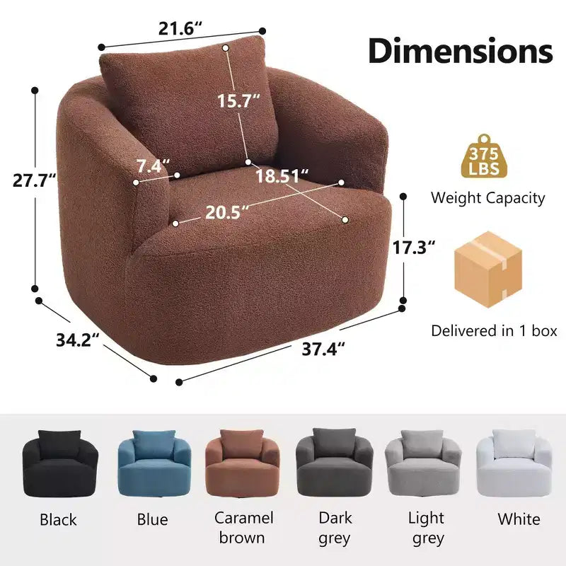 Okak Modern 360' Swivel Accent Chair Barrel Chairs with Soft Pillow,Small Arm Chair Single Sofa for Living Room,Office,Apartment