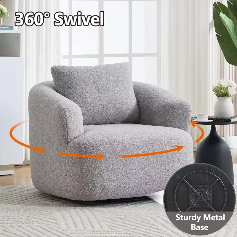 Okak Modern 360' Swivel Accent Chair Barrel Chairs with Soft Pillow,Small Arm Chair Single Sofa for Living Room,Office,Apartment