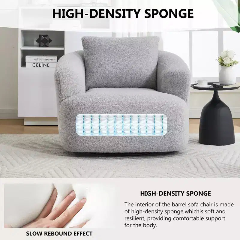 Okak Modern 360' Swivel Accent Chair Barrel Chairs with Soft Pillow,Small Arm Chair Single Sofa for Living Room,Office,Apartment