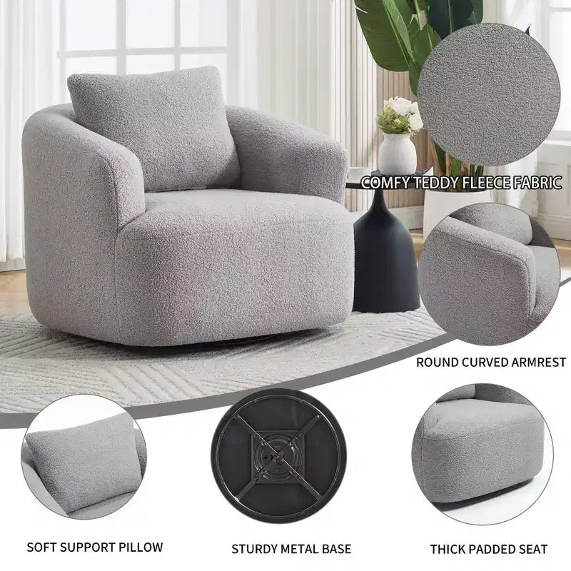 Okak Modern 360' Swivel Accent Chair Barrel Chairs with Soft Pillow,Small Arm Chair Single Sofa for Living Room,Office,Apartment