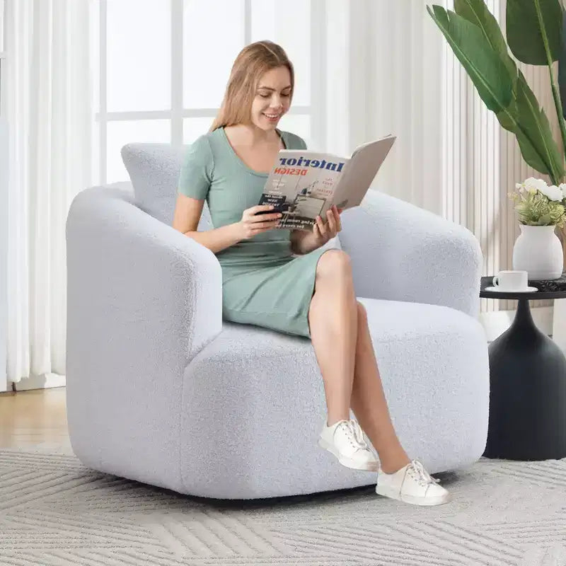 Okak Modern 360' Swivel Accent Chair Barrel Chairs with Soft Pillow,Small Arm Chair Single Sofa for Living Room,Office,Apartment