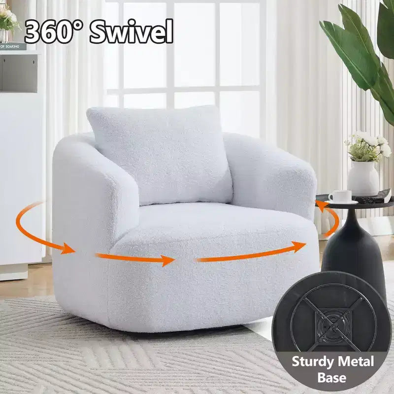 Okak Modern 360' Swivel Accent Chair Barrel Chairs with Soft Pillow,Small Arm Chair Single Sofa for Living Room,Office,Apartment