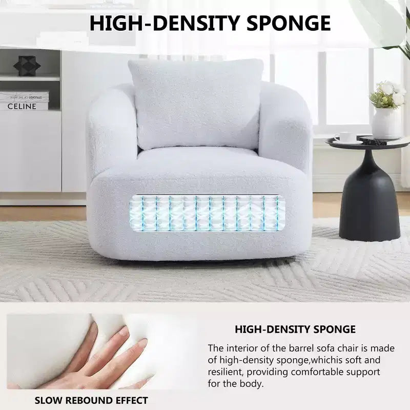 Okak Modern 360' Swivel Accent Chair Barrel Chairs with Soft Pillow,Small Arm Chair Single Sofa for Living Room,Office,Apartment