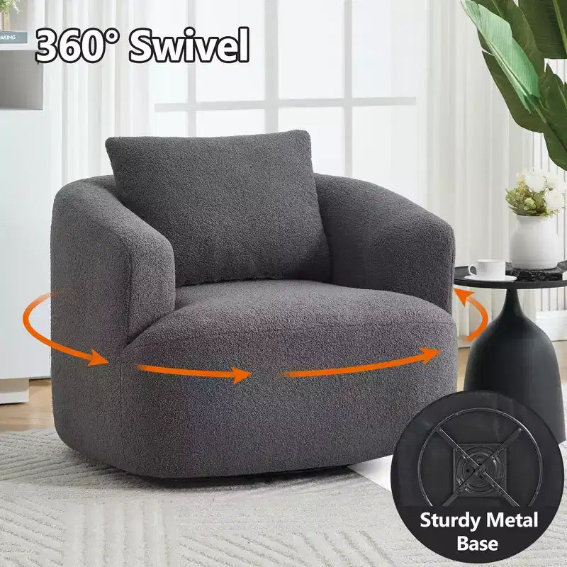 Okak Modern 360' Swivel Accent Chair Barrel Chairs with Soft Pillow,Small Arm Chair Single Sofa for Living Room,Office,Apartment