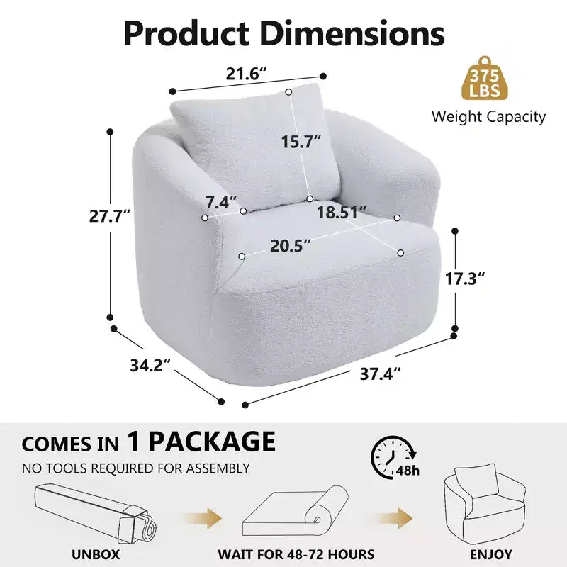 Okak Modern 360' Swivel Accent Chair Barrel Chairs with Soft Pillow,Small Arm Chair Single Sofa for Living Room,Office,Apartment