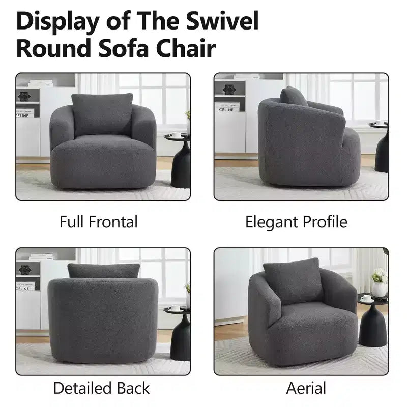 Okak Modern 360' Swivel Accent Chair Barrel Chairs with Soft Pillow,Small Arm Chair Single Sofa for Living Room,Office,Apartment