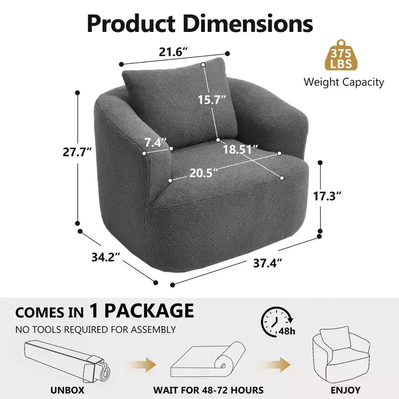 Okak Modern 360' Swivel Accent Chair Barrel Chairs with Soft Pillow,Small Arm Chair Single Sofa for Living Room,Office,Apartment