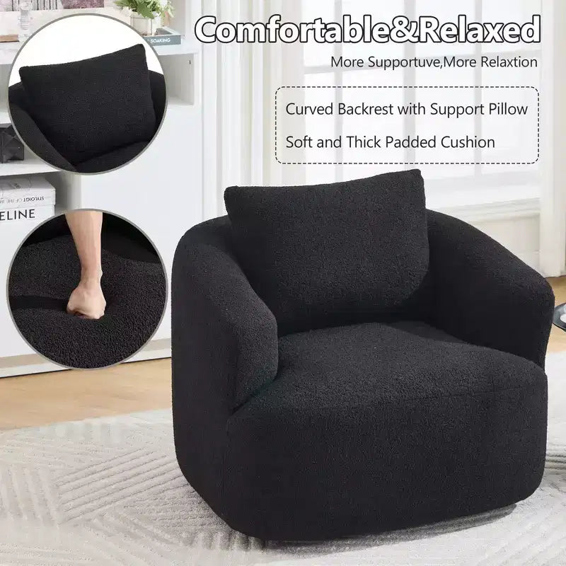 Okak Modern 360' Swivel Accent Chair Barrel Chairs with Soft Pillow,Small Arm Chair Single Sofa for Living Room,Office,Apartment