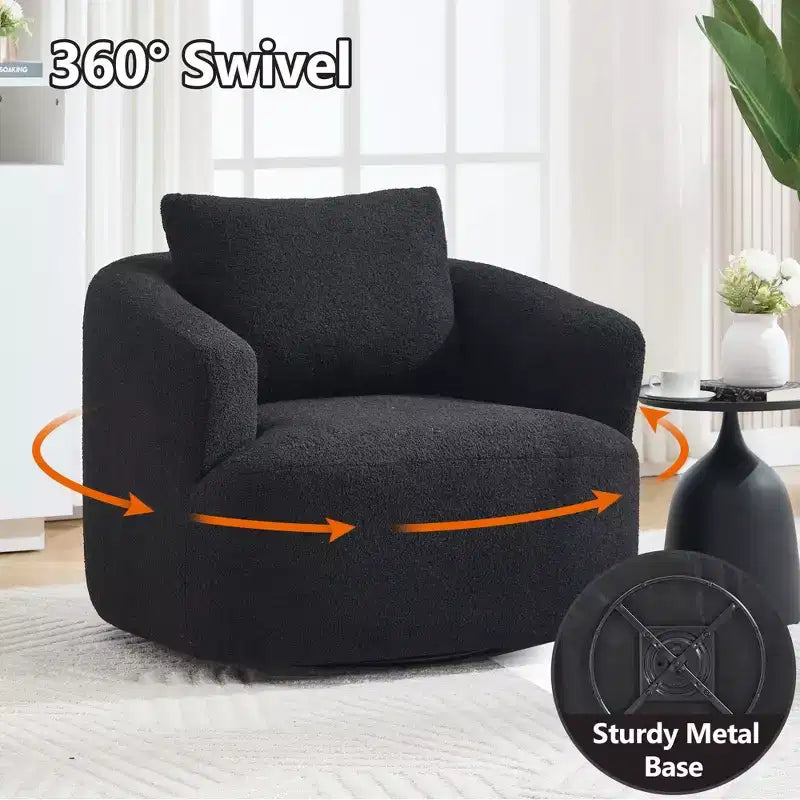Okak Modern 360' Swivel Accent Chair Barrel Chairs with Soft Pillow,Small Arm Chair Single Sofa for Living Room,Office,Apartment