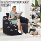 Okak Modern 360' Swivel Accent Chair Barrel Chairs with Soft Pillow,Small Arm Chair Single Sofa for Living Room,Office,Apartment