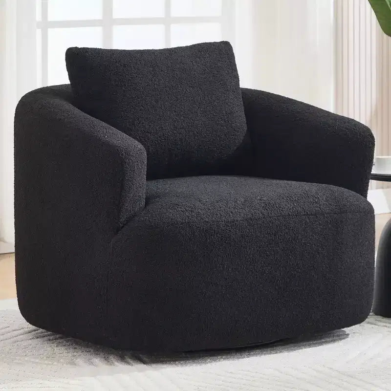 Poltrona girevole Okak Modern a 360° con cuscino morbido, poltroncina singola per soggiorno, ufficio, appartamento