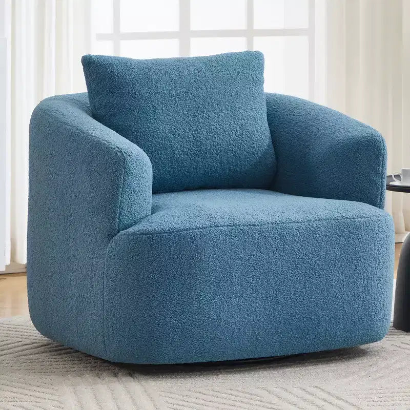Poltrona girevole Okak Modern a 360° con cuscino morbido, poltroncina singola per soggiorno, ufficio, appartamento