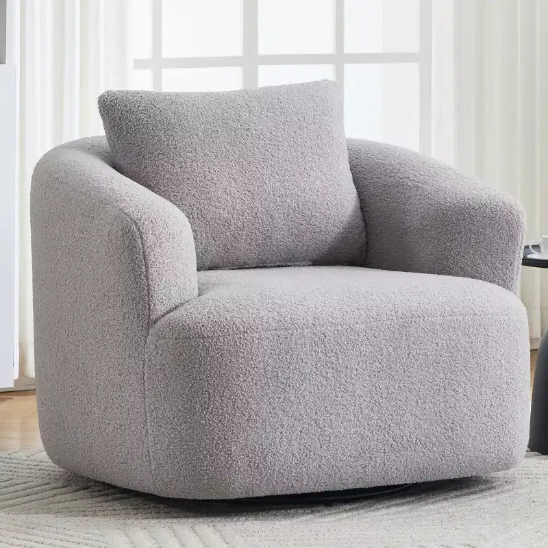 Poltrona girevole Okak Modern a 360° con cuscino morbido, poltroncina singola per soggiorno, ufficio, appartamento